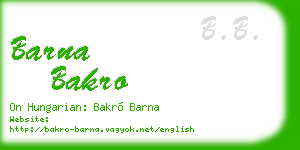 barna bakro business card